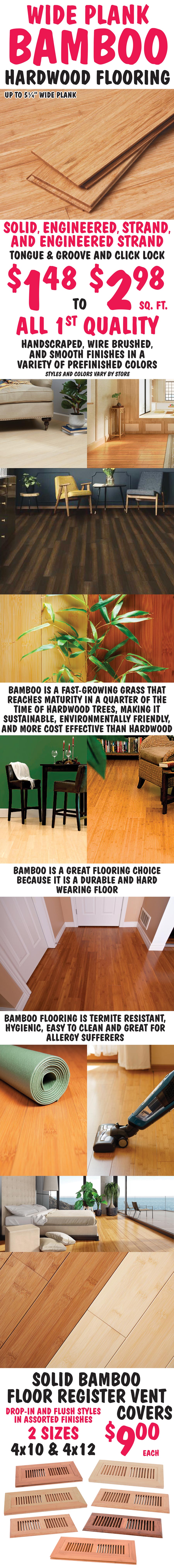 Wide Plank Bamboo Flooring starting at $1.48 a square foot