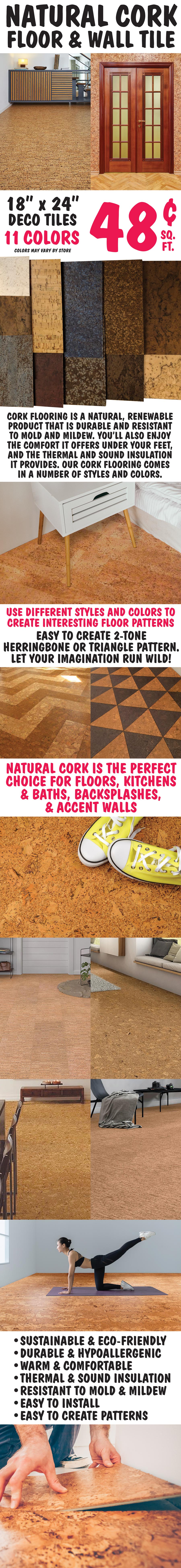 Cork Floor and Wall Tile 48 cents a square foot