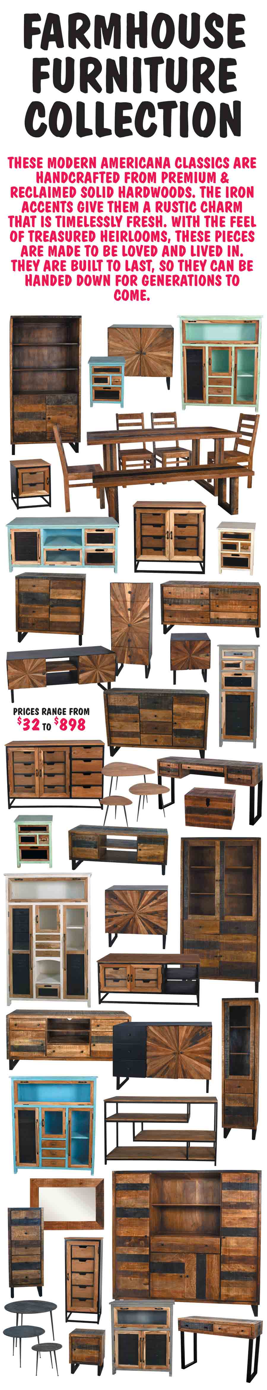 Farmhouse Furniture Collection - modern Americana Classics made of Reclaimed Wood