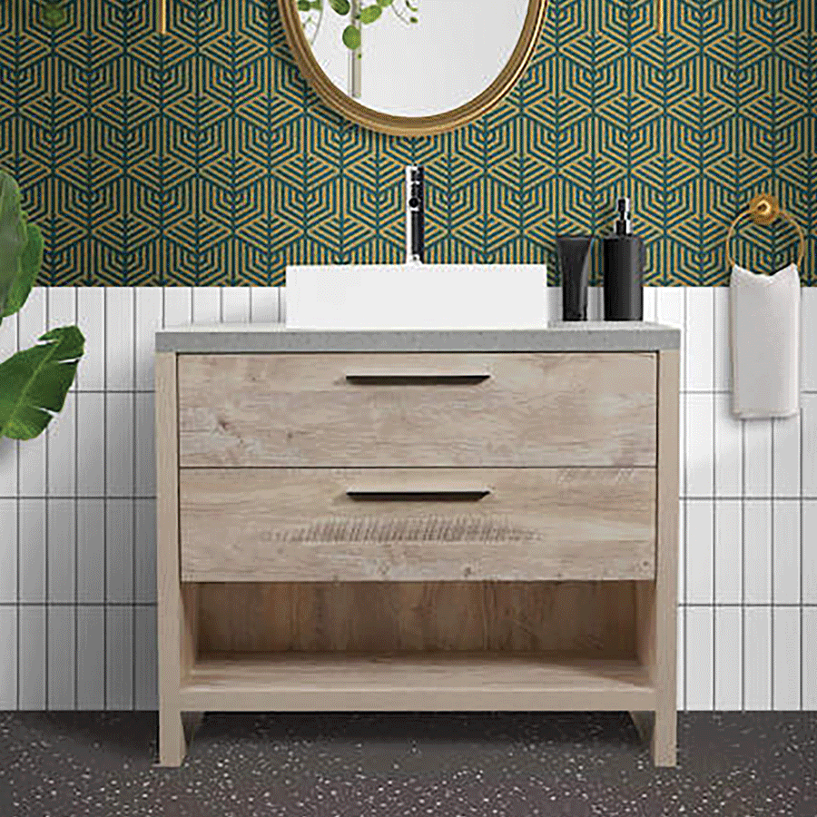 Rotating images of Luxo Marbre bath vanity scenes