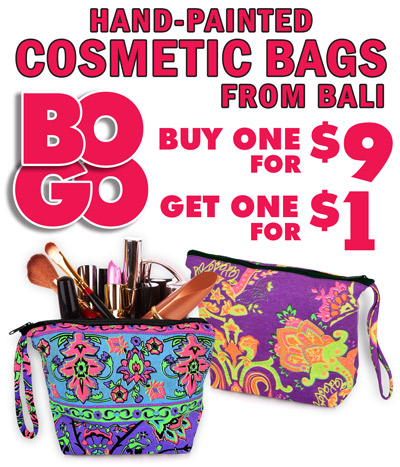 Hand-Painted Cosmetic Bags from Bali – Buy one for $9, get one for $1