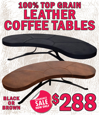 100 percent Top Grain Leather Coffee Tables Clearance Sale $288, black or brown