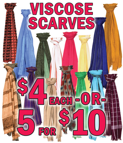 Viscose Scarves $4 each or 5 for $10