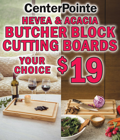 Center Pointe Hevea and Acacia Butcher Block Countertops, your choice $19