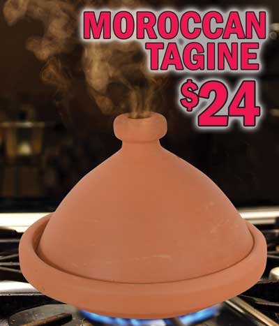 Authentic Moroccan Tagine $24 - bring the taste of Moroccan cooking to your kitchen! Click here to read our travel blog and learn how our buyers discovered tagines.