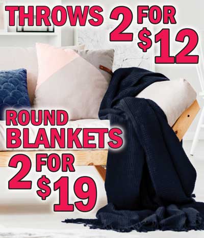 Closeout Special - Cotton Throws, 2 for $12, 60 inch Round Blankets, 2 for $19