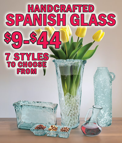 Handcrafted Spanish Glass $99 to $44, 7 styles to choose from