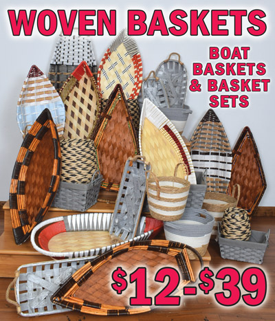 Woven Baskets - Boat Baskets and Basket Sets $12 to $39