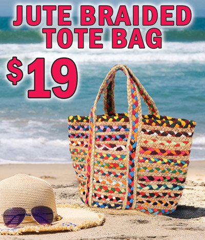 Jute Braided Tote Bag $19