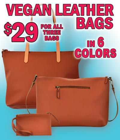 Vegan Leather Bags $29 for a 3 piece set in 6 colors