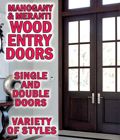 Mahogany and Meranti Wood Entry Doors, single and double doors, variety of styles