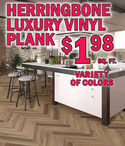 Herringbone Luxury Vinyl Plank $1.98 a square foot, variety of colors