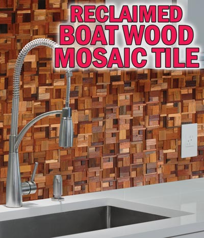 Reclaimed Boat Wood Mosaic Tile