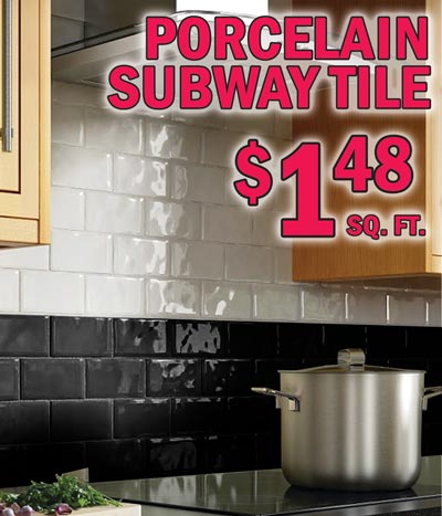 Porcelain 3 by 6 Subway Tile $1.48 a square foot