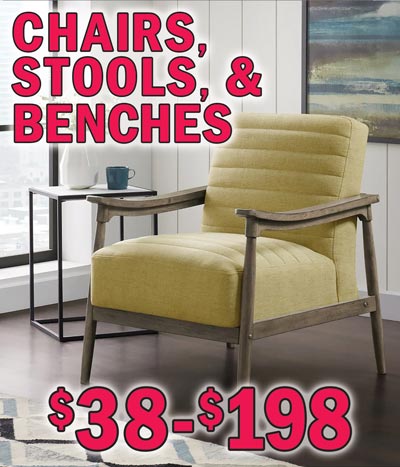 Chairs, Stools, and Benches $38 to $198