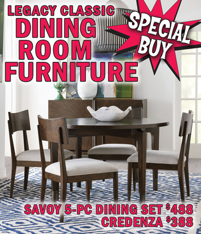 Special Buy Legacy Classic Savoy 5-piece Dining Sets $488 and matching Credenza $388