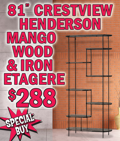Special Buy 81 inch Crestview Henderson mango wood and iron Etagere $288