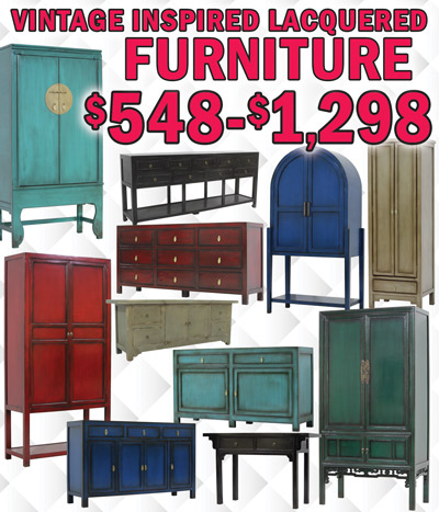 Vintage Inspired Lacquered Furniture $548 to $1,298
