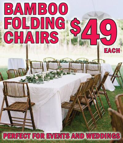 Bamboo Folding Chairs $49 each. Perfect for events and weddings.