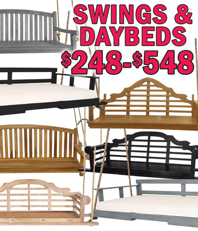 Teak Swings and Daybeds $248 to $548