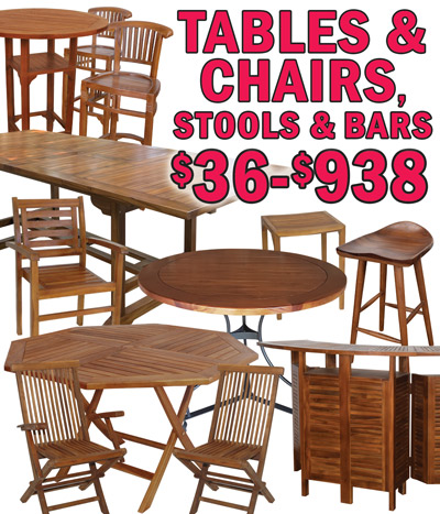 Tables and Chairs, Stools and Bars $36 to $938