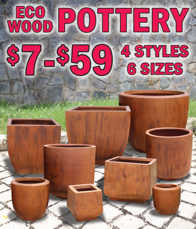 Eco Wood Pottery $7 to $59, 4 styles, 6 sizes