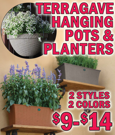 Terragave Hanging Pots and Planters $9 to $14, 2 styles in 2 colors