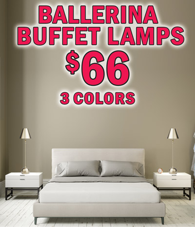 Ballerina Buffet Lamps $66, 3 colors