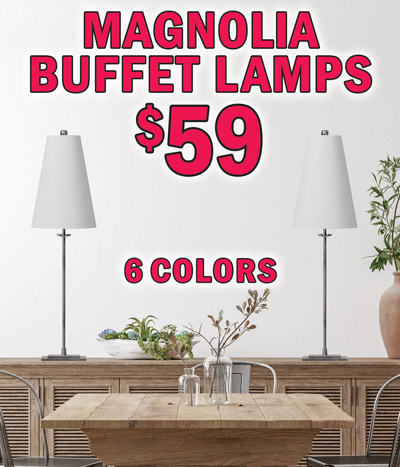 Magnolia Buffet Lamps $59, 6 colors