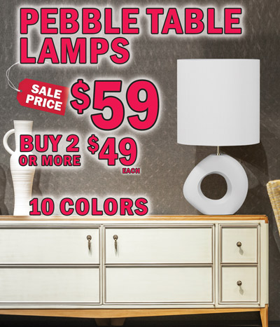 Pebble Table Lamps sale price $59, buy 2 or more $49 each, 10 colors