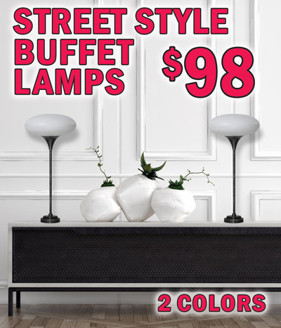 Street Style Buffet Lamps $98, 2 colors