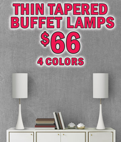 Thin Tapered Buffet Lamps $66, 4 colors