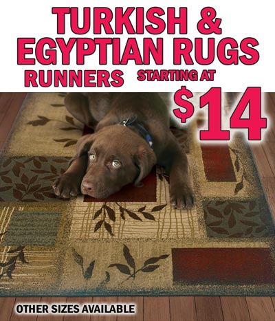 Turkish Egyptian Rugs starting at $14, other sizes available