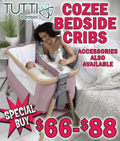 Special Buy Tutti Bambini CoZee Bedside Cribs $66 to $88, accessories also available