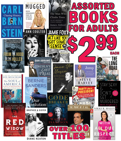 Special Buy Assorted Books for adults $2.99 each, over 100 titles to choose from