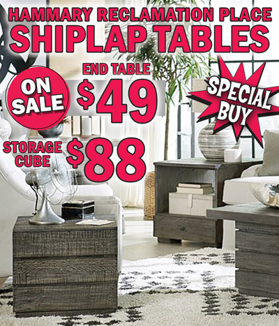 Special Buy - Hammary Reclamation Place Shiplap Tables, End Table On Sale $49, Storage Cube $88