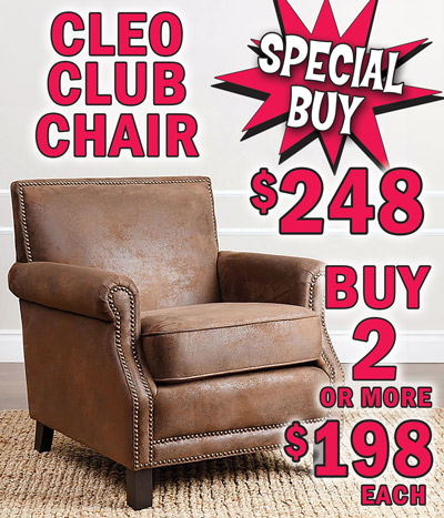 Special Buy Cleo Club Chair $248 or buy 2 or more for $198 each