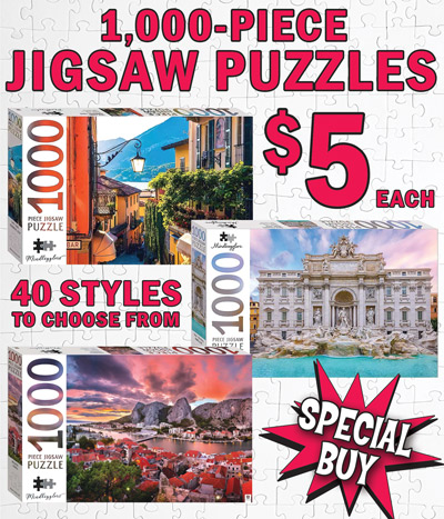 Special Buy 1,000 piece Jigsaw Puzzles $5 each, 40 styles to choose fromt