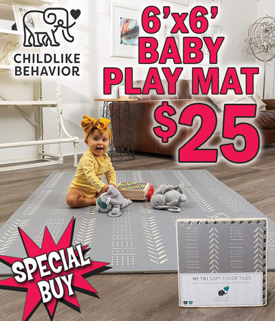 Special Buy 6 foot by 6 foot Baby Play Mat by Childlike Behavior $25