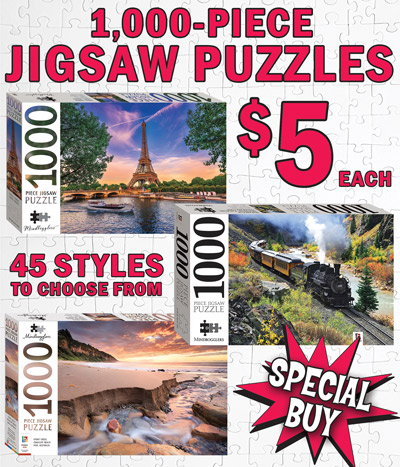 Special Buy 1,000 piece Jigsaw Puzzles $5 each, 45 styles to choose from